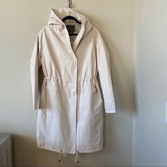 NWT-ANTHRO Stevie Faux Leather Utility Cream Mid Length Jacket - Picture 4 of 16